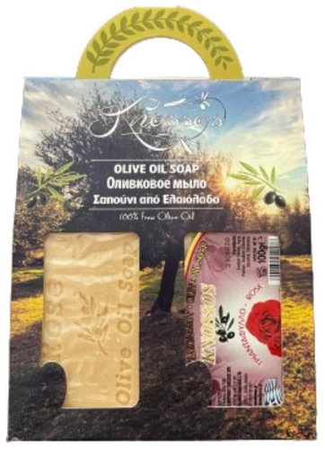 KNOSSOS Dárková sada Olivové mýdlo s vůní růže 100 g, 2 ks - Cosmetic Gift Set - Main image