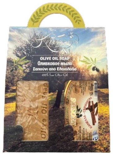 KNOSSOS Dárková sada Olivové mýdlo s vůní skořice 100 g, 2 ks - Cosmetic Gift Set - Main image