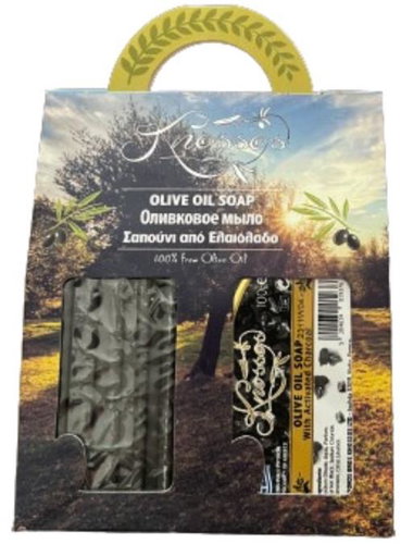 KNOSSOS Dárková sada Olivové mýdlo s aktivním uhlím 100 g, 2 ks - Cosmetic Gift Set - Main image