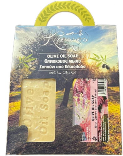 KNOSSOS Dárková sada Olivové mýdlo bílé 100 g + s extraktem třešňového květu 100 g - Cosmetic Gift Set - Main image