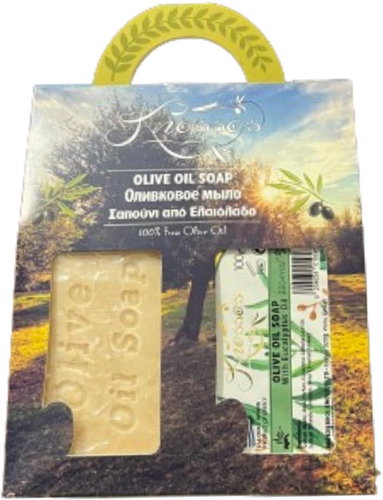 KNOSSOS Dárková sada Olivové mýdlo bílé 100 g + s eukalyptovým olejem 100 g - Cosmetic Gift Set - Main image
