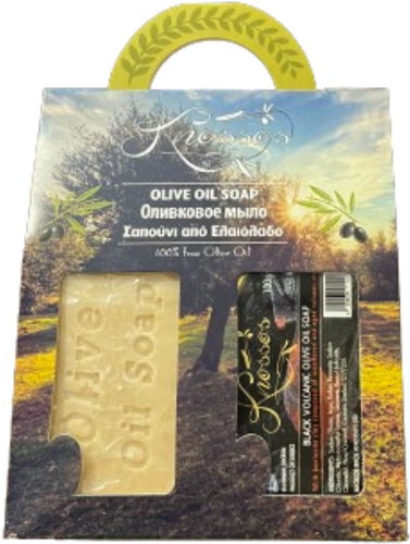 KNOSSOS Dárková sada Olivové mýdlo bílé 100 g + s bentonitovou hlínou 100 g - Cosmetic Gift Set - Main image