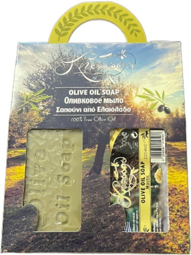 KNOSSOS Dárková sada Olivové mýdlo zelené 100 g + s vůní pryskyřice 100 g - Cosmetic Gift Set - Main image