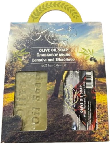 KNOSSOS Dárková sada Olivové mýdlo zelené 100 g + s vulkanickým lávovým pískem 100 g - Cosmetic Gift Set - Main image