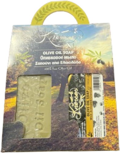 KNOSSOS Dárková sada Olivové mýdlo zelené 100 g + s aktivním uhlím 100 g - Cosmetic Gift Set - Main image