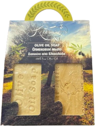 KNOSSOS Dárková sada Olivové mýdlo bílé 100 g + s kozím mlékem a kakaovým máslem 100 g - Cosmetic Gift Set - Main image