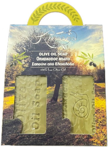 KNOSSOS Dárková sada Olivové mýdlo zelené 100 g + s kozím mlékem a hlemýždím hlenem 100 g - Cosmetic Gift Set - Main image