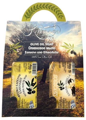 Knossos Dárková sada Olivové mýdlo zelené 100 g + vanilka 100 g - Cosmetic Gift Set - Main image