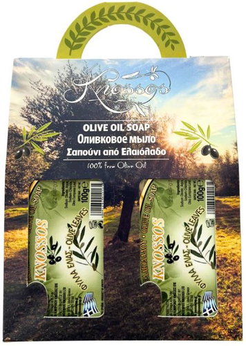 Knossos Dárková sada Olivové mýdlo s olivovými listy 100 g, 2 ks - Cosmetic Gift Set - Main image