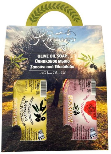 Knossos Darčeková súprava Olivové mydlo biele 100 g + ruža 100 g - Darčeková sada kozmetiky - Hlavný obrázok
