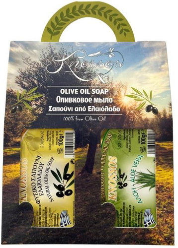 Knossos Dárková sada Olivové mýdlo bílé 100 g + aloe 100 g - Cosmetic Gift Set - Main image