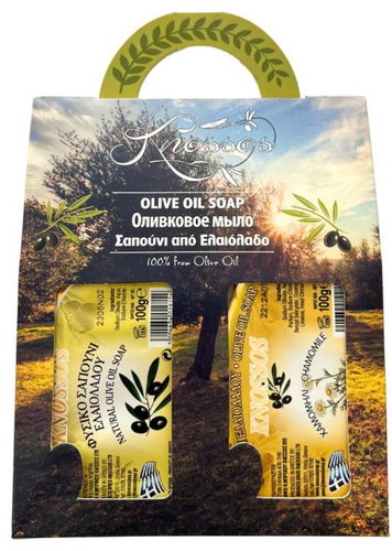 Knossos Dárková sada Olivové mýdlo bílé 100 g + heřmánek 100 g - Cosmetic Gift Set - Main image