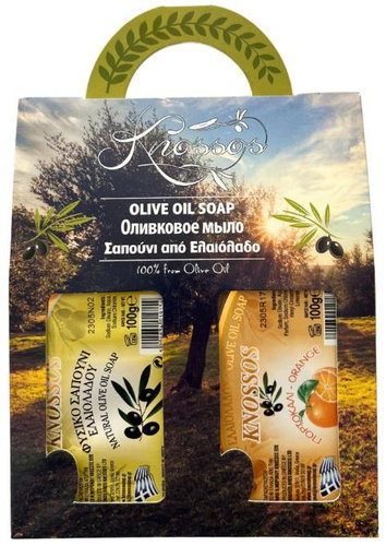 Knossos Dárková sada Olivové mýdlo bílé 100 g + pomeranč 100 g - Cosmetic Gift Set - Main image