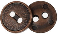 Bellatex Button 1 cm bronze 2 holes 343959 set of 6 - Button