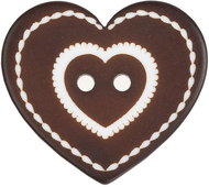 Buttons Žirovnice Gingerbread heart, 3,5 × 3 cm - 3 pcs, dark brown - Button