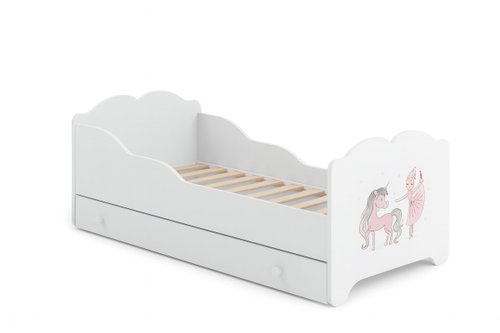Kobi Anna Children's bed with drawer, 140 × 70 cm, unicorn - Bed - Main image