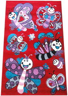 Dětský kusový koberec Motýlci na červeném podkladu 160 × 220 cm - Koberec