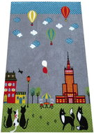 Dětský kusový koberec Město a kočky na šedé 160 × 220 - Koberec