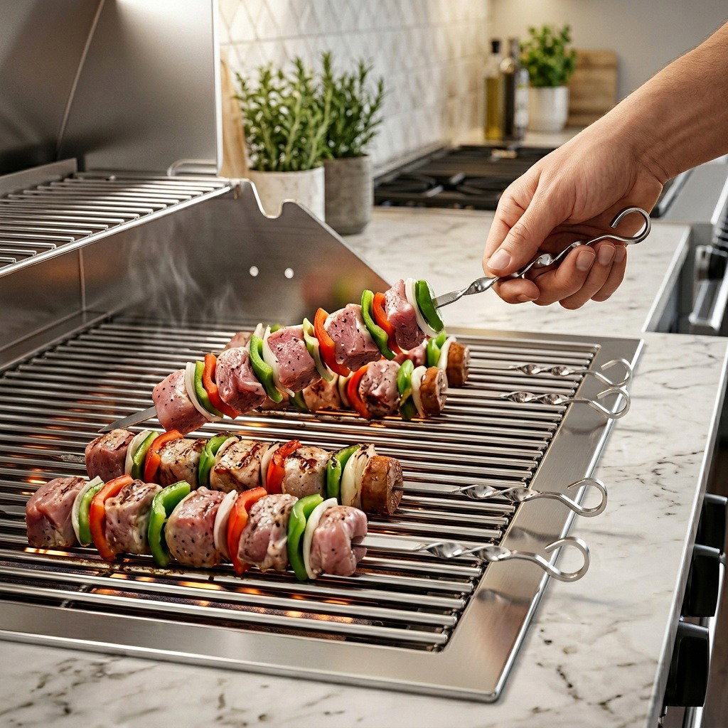 KOLIMAX Rozsdamentes acél grillnyárs készlet 40cm, 4db
