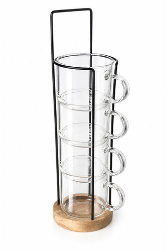 KOOPMAN Set of 4 glasses in a stand Main image KOOPMAN Set of 4 glasses in a stand - Glass - Main image