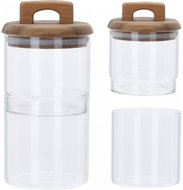 Koopman Acacia wood jars with lids, set of 2 - Storage Jar