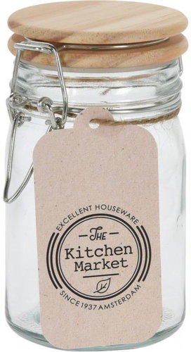 Koopman Glass jar with wooden lid 270 ml - Storage Jar - Main image