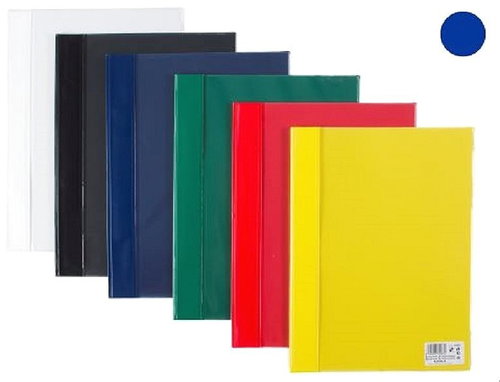 CARDBOARD P+P plastic, with pocket on the front side, A4, blue - packing 5 pcs - Document Folder - Main image