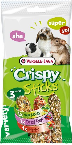 Versele Laga Crispy Sticks Herbivores Triple Variety Pack 165g - Treats for  Rodents