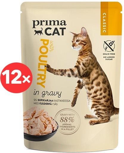 PrimaCat Food Pouch Fillets with Poultry in Juice 12 85g Cat