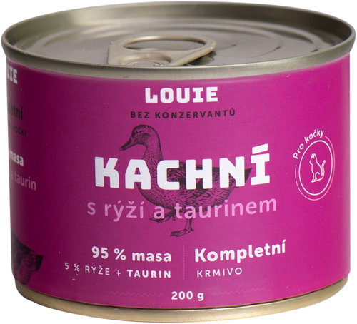 LOUIE Compl. Cat Food - Duck (95%) with Rice (5%) and Taurine 200g - Canned Food for Cats - Main image