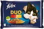 Felix Fantastic DUO kurča a ľadvinky, hovädzie a hydinové, morka a pečeň, jahňacie a teľacie 4× 85 g - Kapsička pre mačky