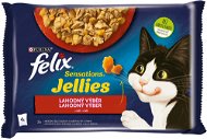 Felix Sensations Jellies s hovädzím a kuraťom v lahodnom želé 4× 85 g - Kapsička pre mačky