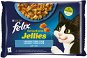 Felix Sensations Jellies s lososom a treskou v lahodnom želé 4× 85 g - Kapsička pre mačky