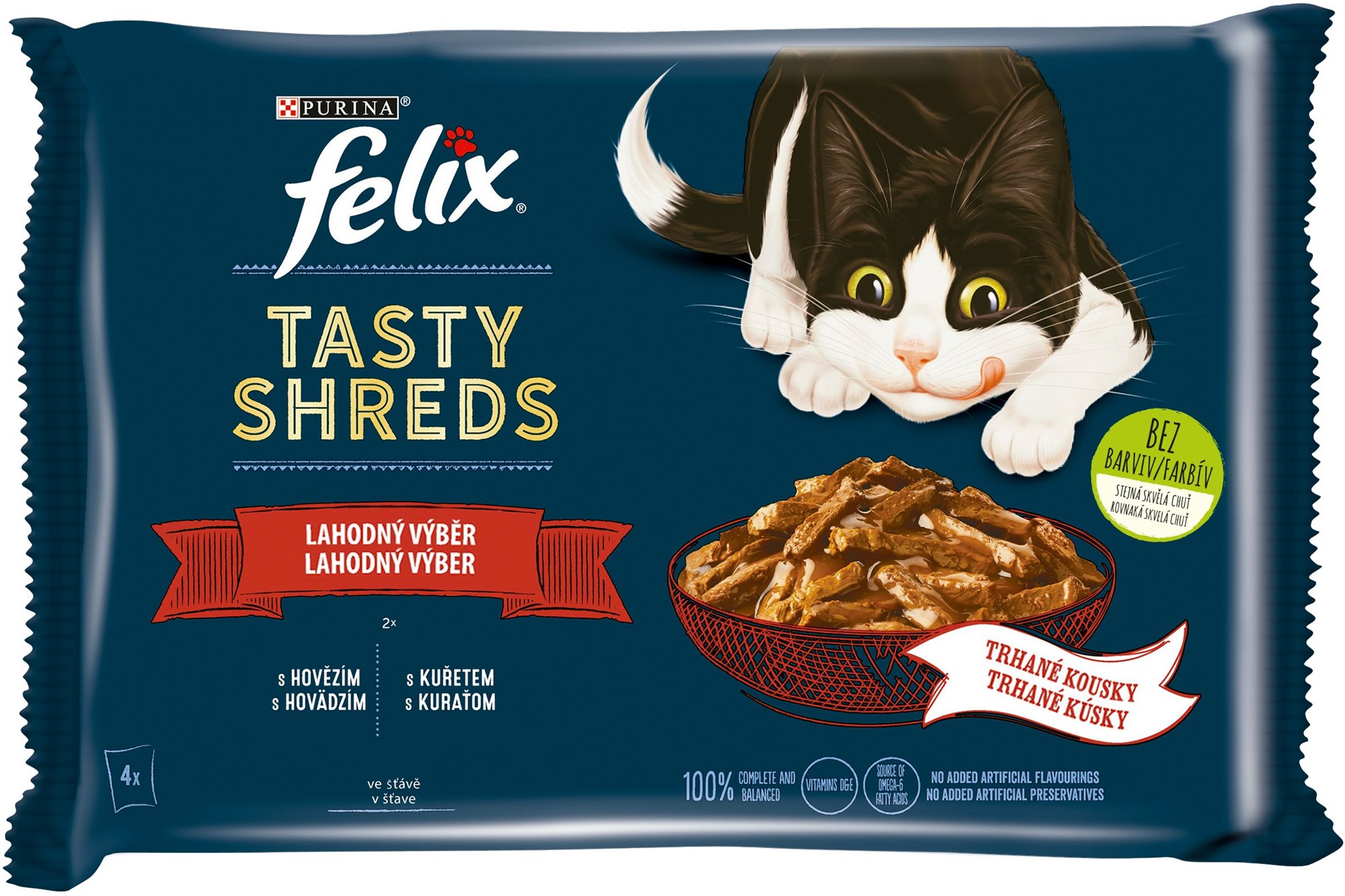 Felix Tasty Shreds with Beef and Chicken in Juice 4 x 80g from 65