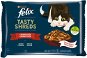Felix Tasty Shreds s hovädzím a kuraťom v šťave 4× 80 g - Kapsička pre mačky