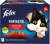 Felix Fantastic s kuraťom, hovädzím, králikom, jahňacím v želé 24× 85 g - Kapsička pre mačky