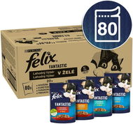 Felix Fantastic with Beef / Chicken / Tuna / Cod in Jelly 80 x 85g - Cat Food Pouch