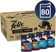 Felix Fantastic s hovädzím, kuraťom, tuniakom a treskou v želé, 80× 85 g - Kapsička pre mačky
