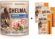 Shelma Indoor bezobilné granuly morčacie 750 g + Shelma bezobilné mäsové tyčinky hydinové 3× 15 g - Granule pre mačky