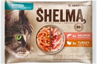 Shelma Kitten dusené filetky bez obilnín, losos a morka 4× 85 g - Kapsička pre mačky