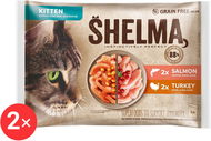 Shelma Kitten bezobilné dušené filetky losos a krůta pro koťata 2 balení 4 × 85 g - Kapsička pro kočky