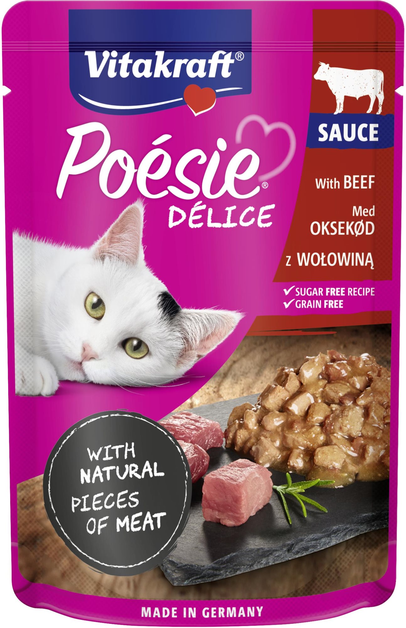 Vitakraft Cat Wet Food Po sie D lice Beef 85g Cat Food Pouch