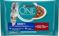 Purina ONE Senior 7+ Mini Vials with Beef and Carrots in Juice 4 × 85g - Cat Food Pouch