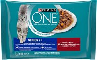 Purina ONE Senior 7+ minifiletky s hovězím a mrkví ve šťávě 4 × 85 g - Kapsička pro kočky