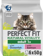 Perfect Fit Natural Vitality tasakos eledel tengeri halakkal és lazaccal felnőtt macskáknak 6 × 50 g - Alutasakos macskaeledel
