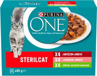 Purina ONE Sterilised pouches for cats beef, salmon, turkey in gravy 12x85g - Cat Food Pouch