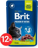 Brit premium Cat Pouches Lamb for Sterilised 12 × 100 g - Cat Food Pouch