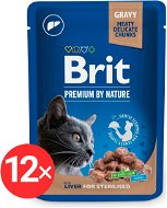 Brit premium cat pouches Liver for Sterilised 12 × 100 g - Cat Food Pouch