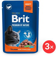 Brit Premium by Nature Cat Pouches Salmon for Sterilised 3 × 100 g - Cat Food Pouch