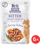 Brit Care Cat Kitten Fillets in Jelly with Savory Salmon 6 × 85 g - Cat Food Pouch